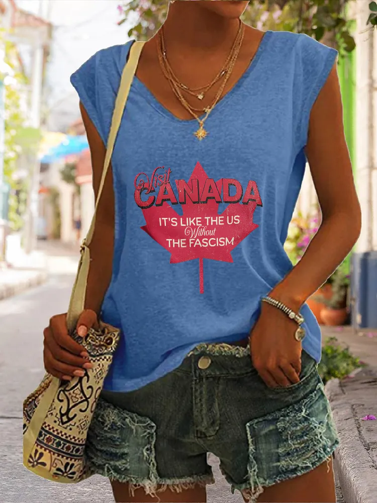 Women's Visit Canada It'S Like The Us Without The Fascism V-neck Vest