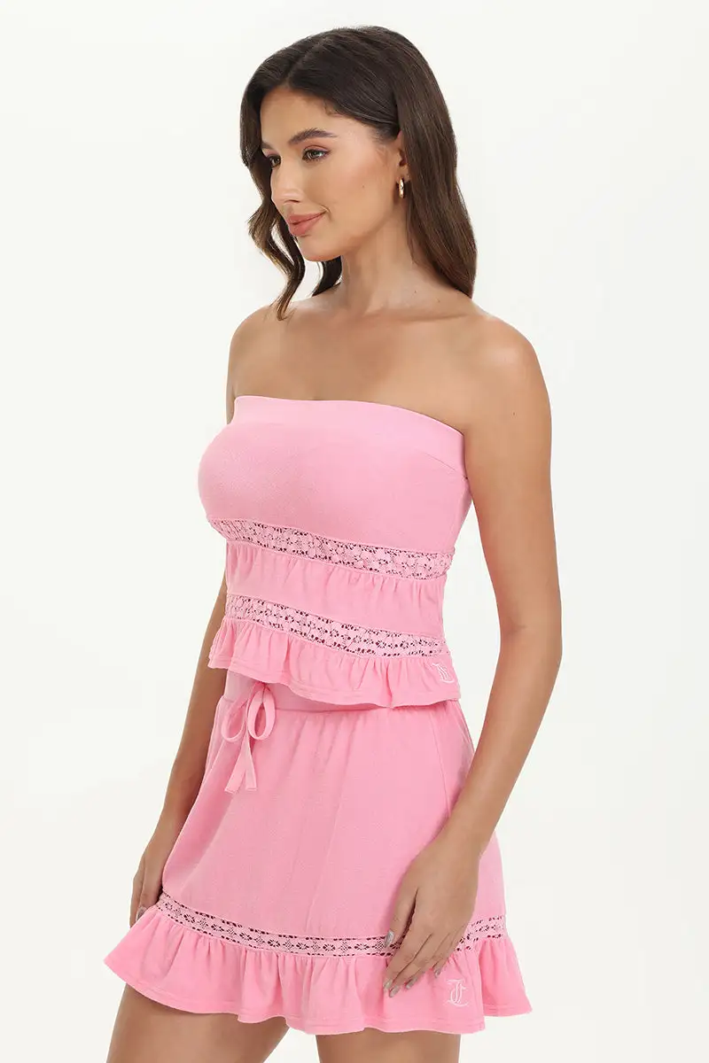 Towel Terry Lace Trim Tube Top