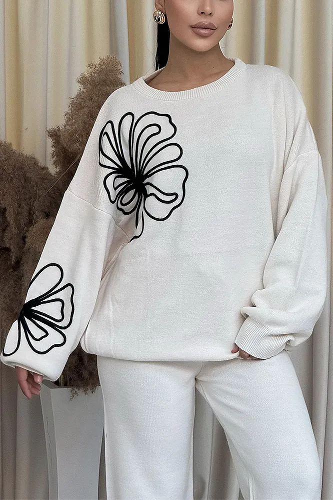 Women's Fashion Loose Floral Pattern Top & Pants Two-Piece Set