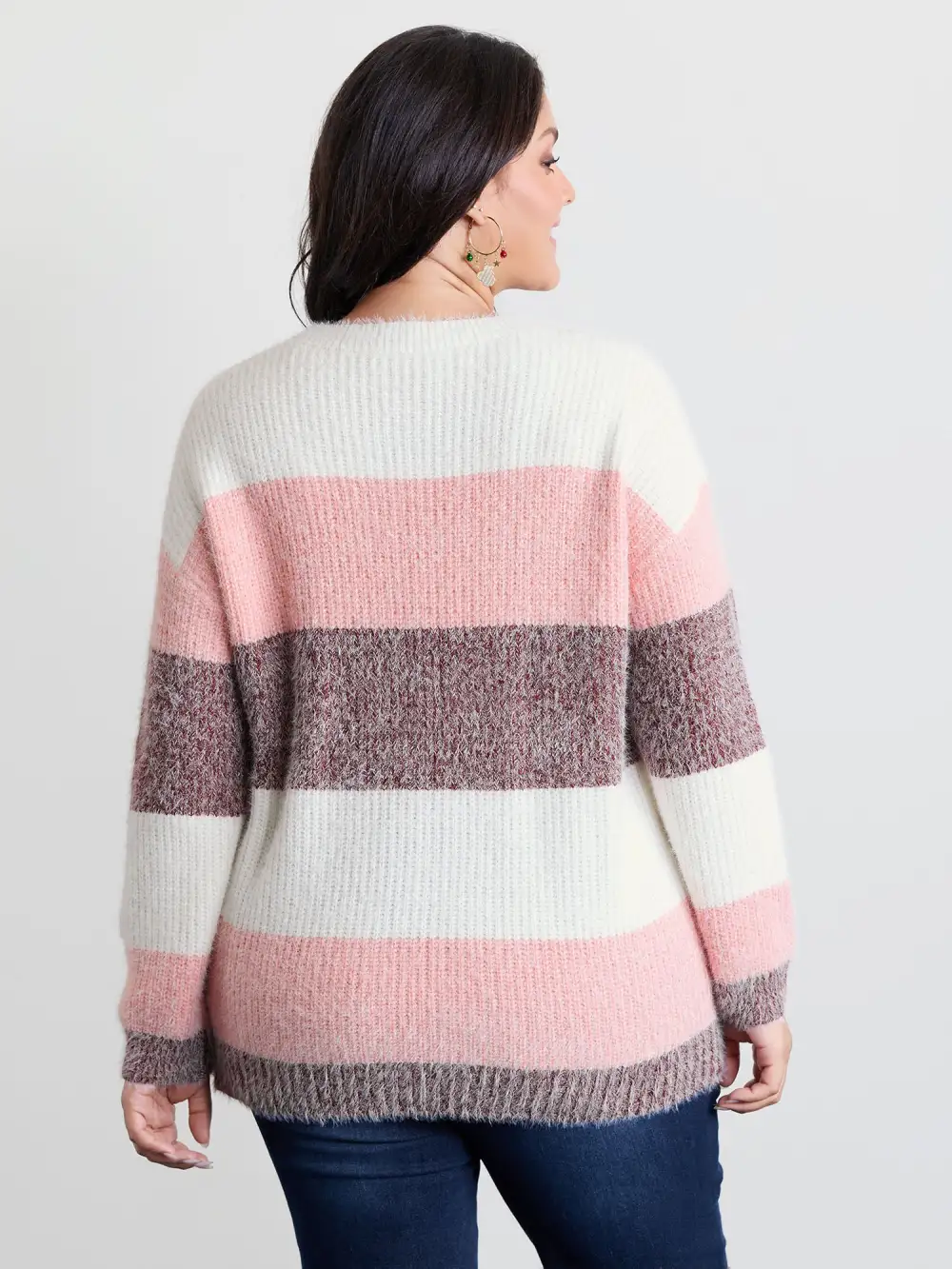 Colorblock Faux Mink Fur Pullover