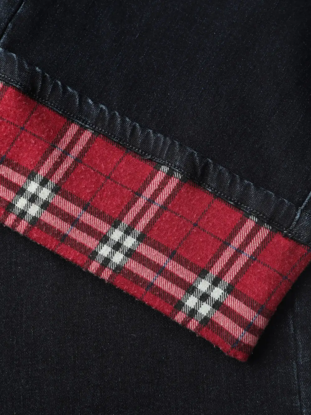 Stretchy Plaid Straight-Leg Jeans