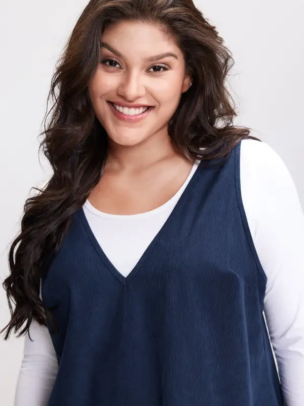 Corduroy Overall A-Line Adjustable Mini Dress