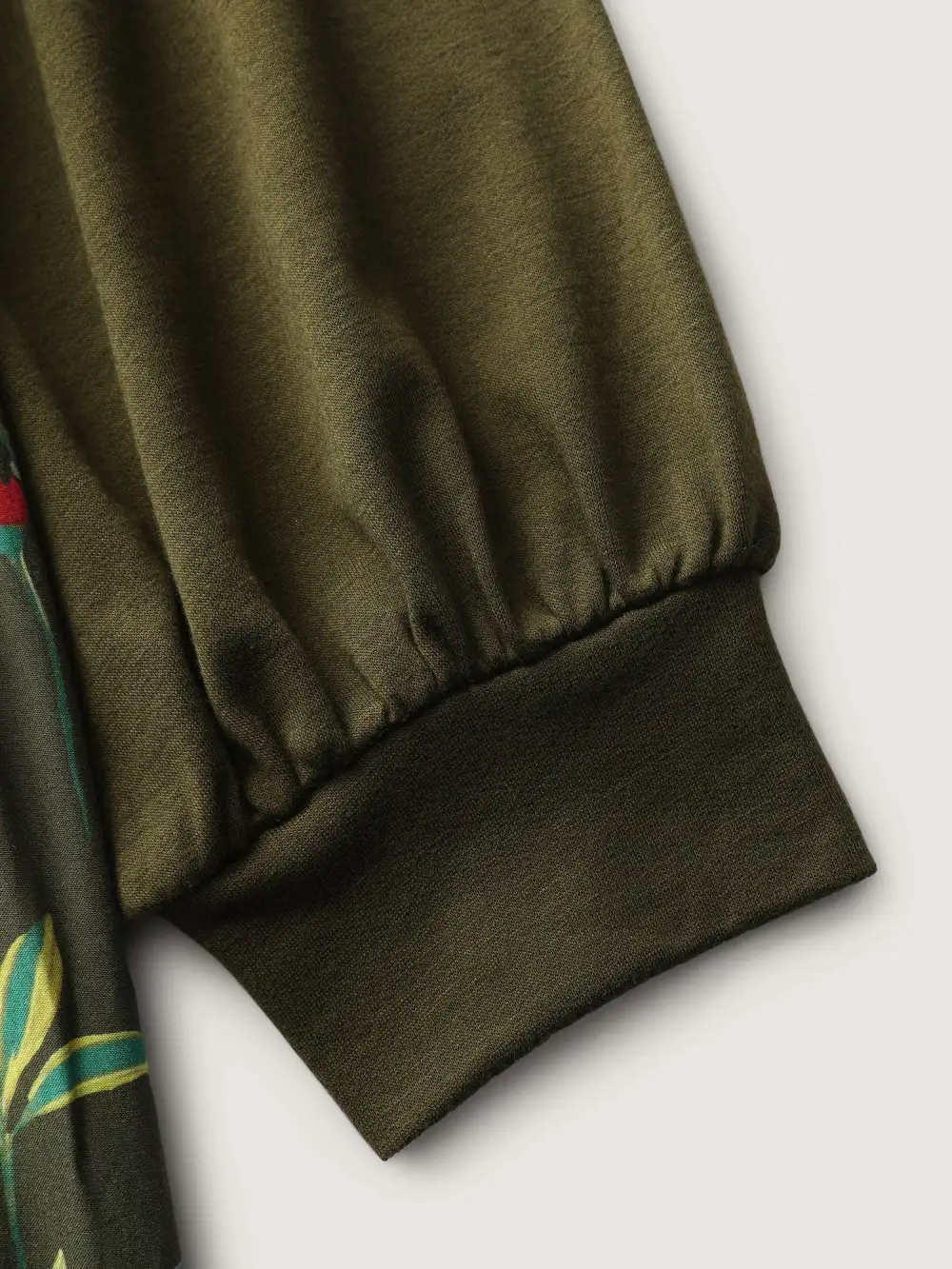 Rayon Floral Print Contrast Sweatshirt