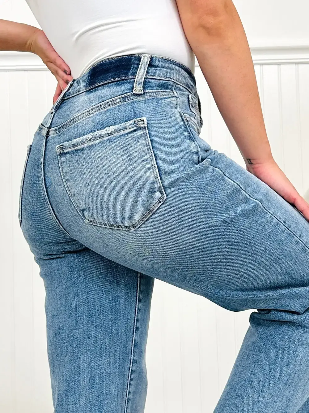 Met You In The Summer Tummy Control Wide Leg Cropped Jeans