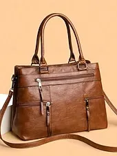 Women's Large Faux Leather Shoulder Tote Bag with Multiple Pockets, Stylish Handbag for Work, Travel and Everyday Use