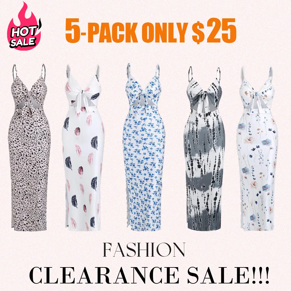 Women's Cut-Out Knot Front Cami Dress – Backless Ribbed Bodycon Maxi