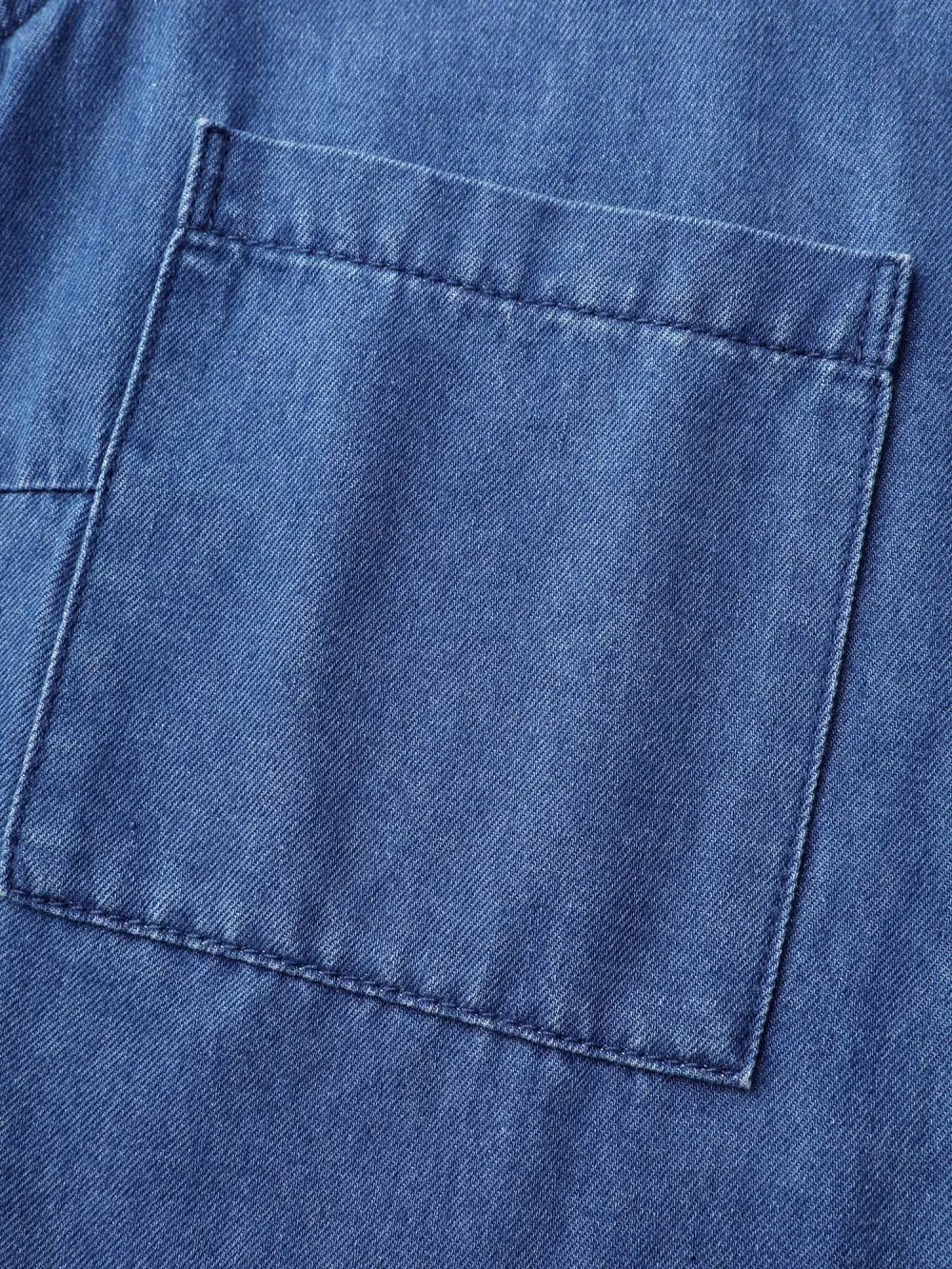 Arc Hem Pockets Denim Top