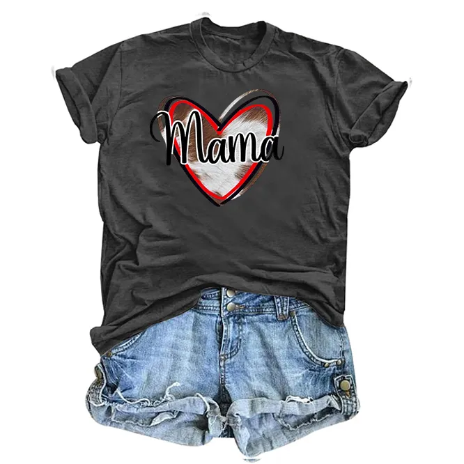 Women's Love Pattern Round Neck T-shirt