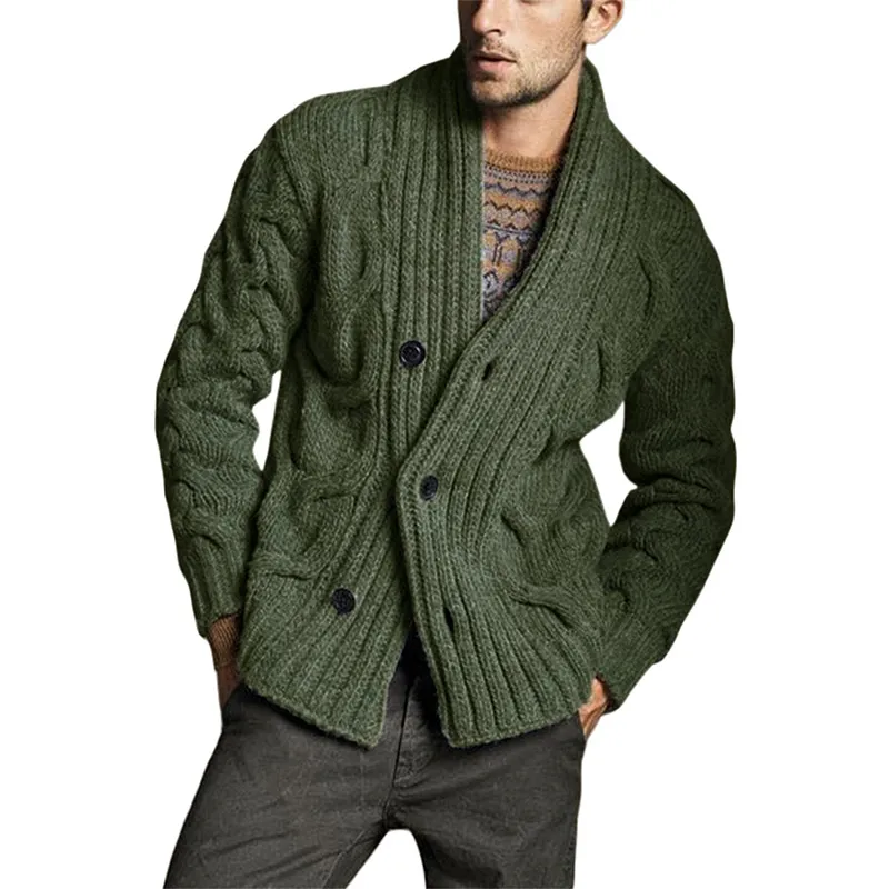 Men's Solid Color Knit Jacquard Sweater Jacket