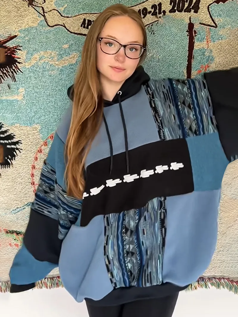 Blue Streetwear Leisure Hoodie Sweatshirts