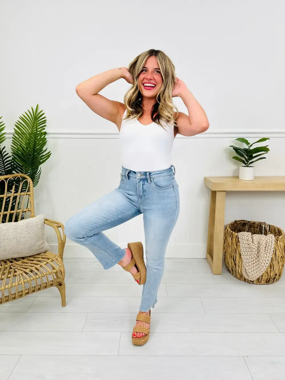 One Step Ahead Tummy Control Cropped Step Hem Jeans