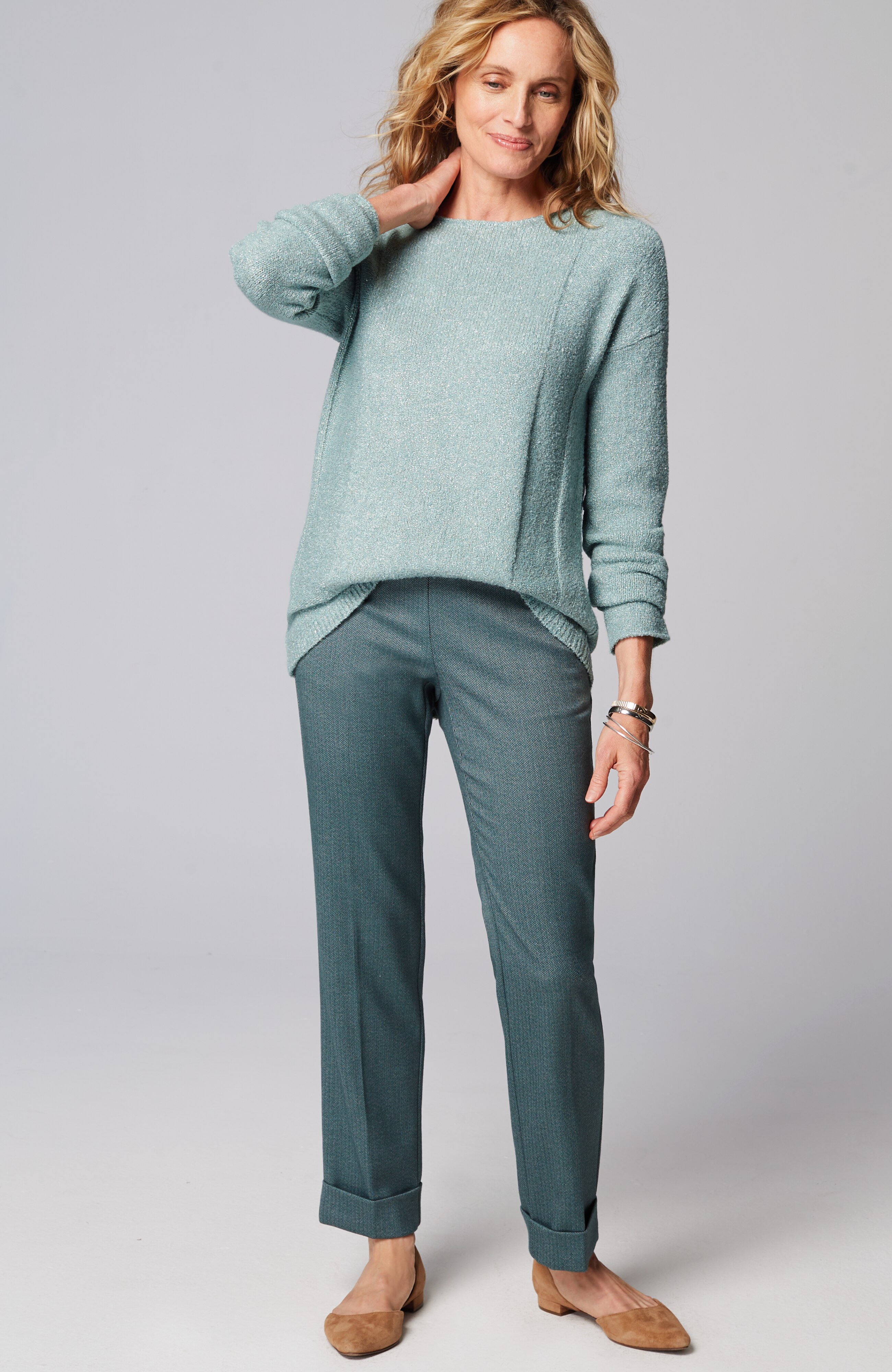 Metallic Textured Pullover Sweater