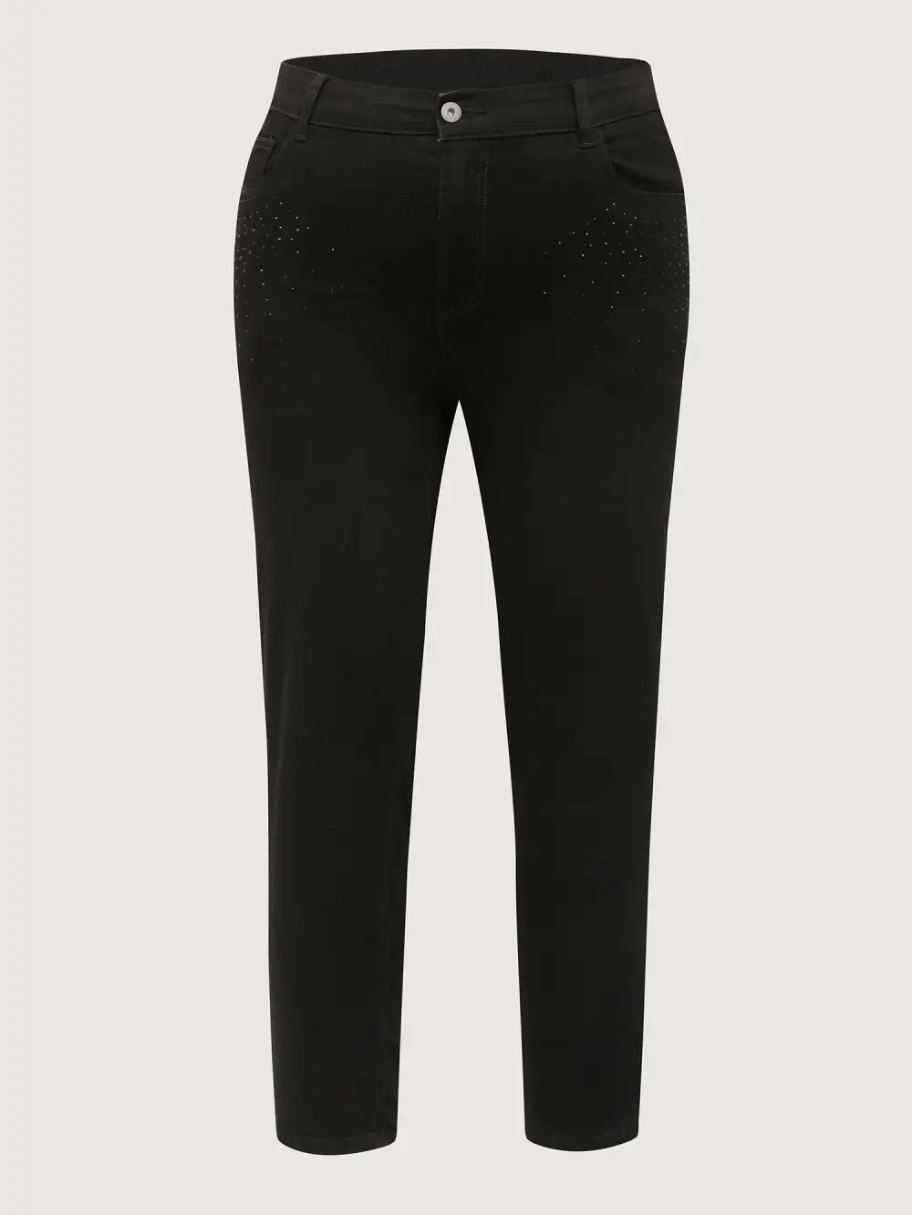 Stretchy Hot-Fixed Rhinestone Skinny-Fit Jeans