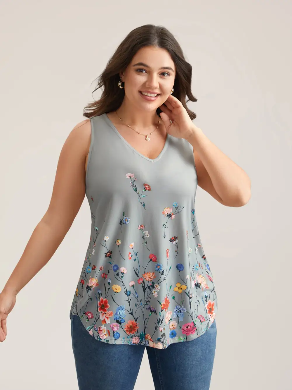 Blooming Flowers Print Stretchy Vest