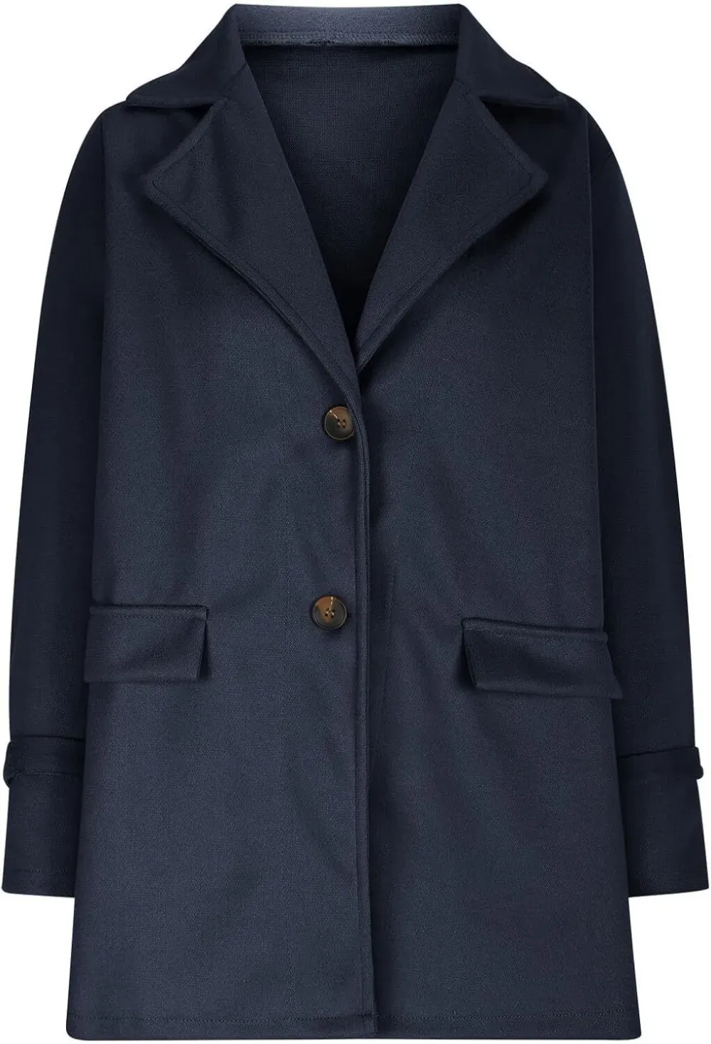 Women Wool Blend Coat 2024 Fall Lapel Single Breasted Mid Length Trench Coat Jacket Open Front Solid Long Sleeve Jacket