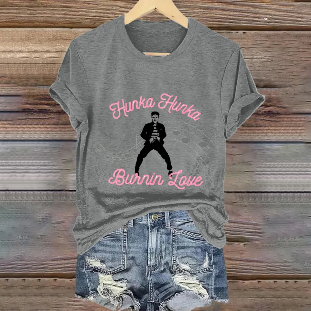 Women's Hunka Hunka Print Short Sleeve Round Neck Cotton T-Shirt