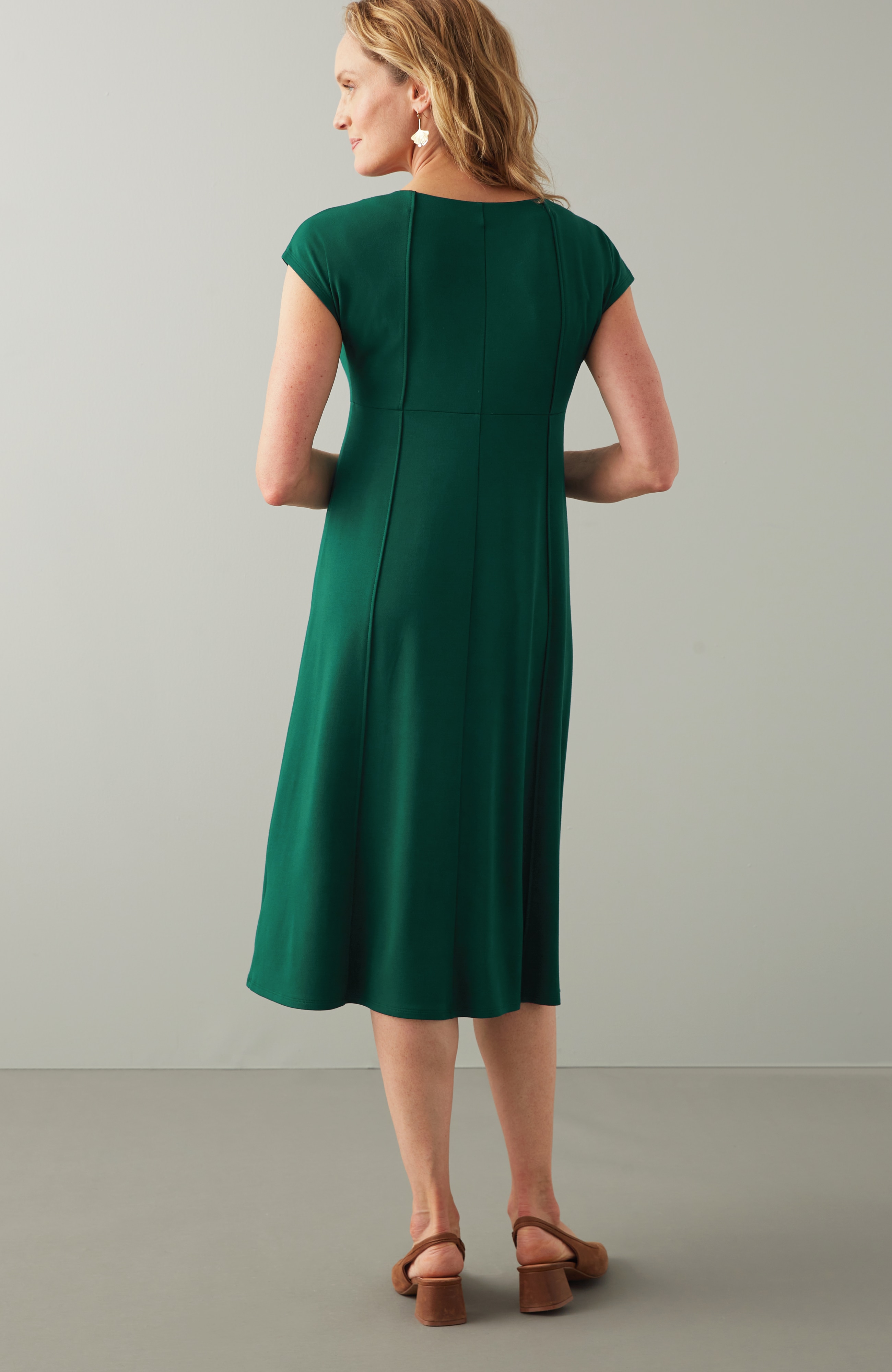 Wearever Seamed Split-Neck Dress