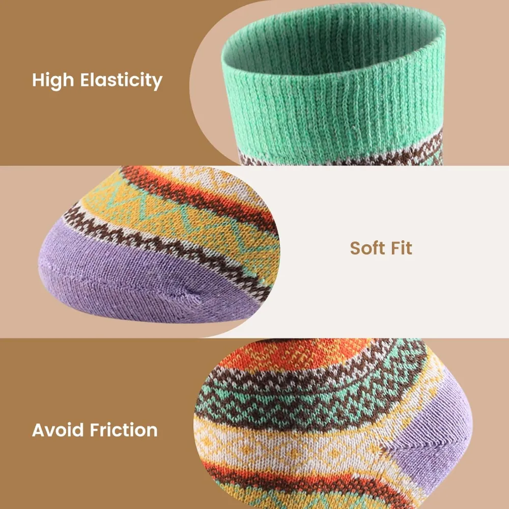 Clothirily Wool Socks- Thick Soft Wool Socks for Women, Vintage Warm Womens Wool Socks, Winter Warm Boot Socks for Women Men