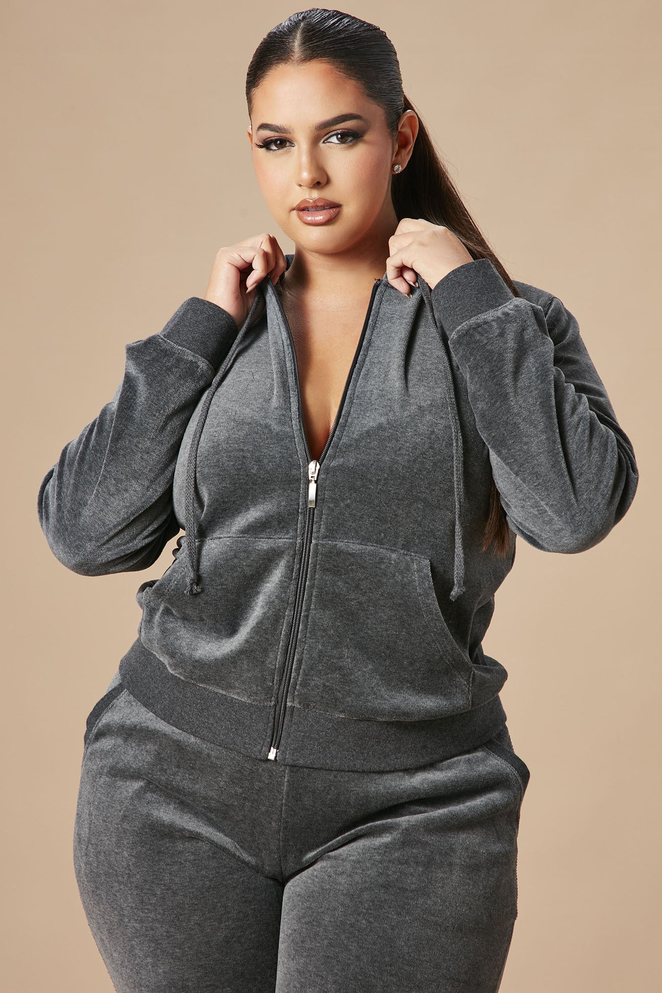 The Original Trendsetter Velour Set - Charcoal