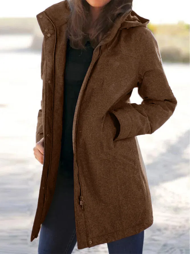 Plain Long Sleeve Buttoned Casual Jacket/Coat