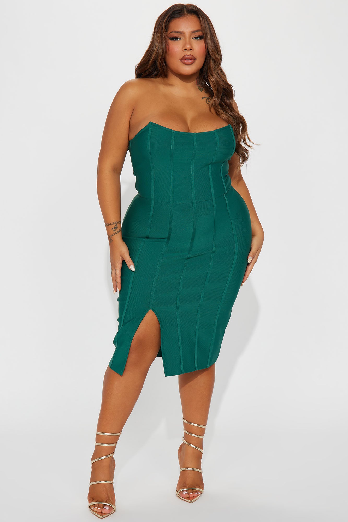 Carla Bandage Midi Dress - Hunter