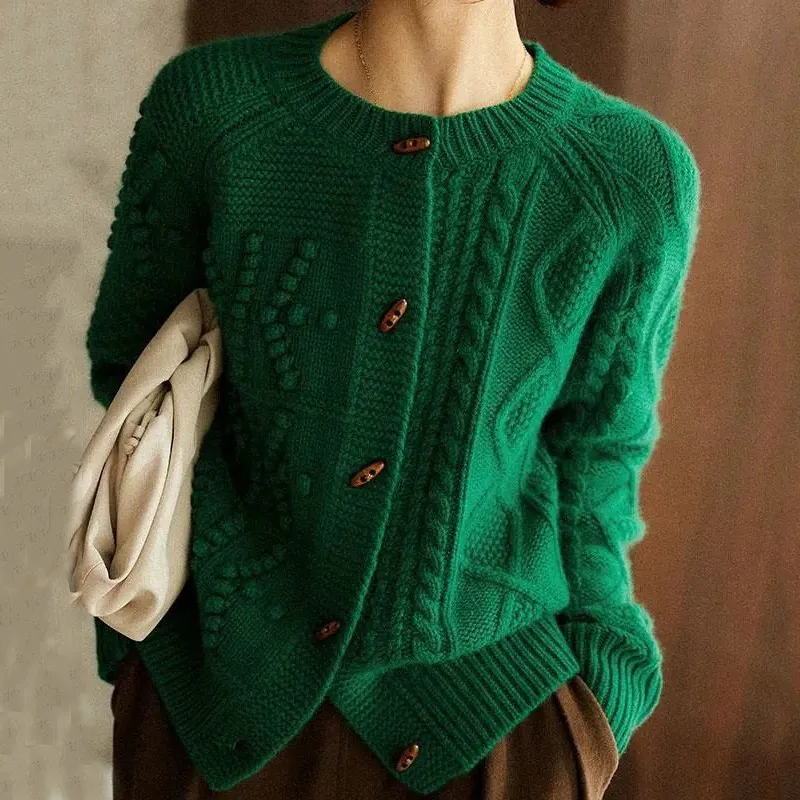 Vintage Jacquard Weave Plain Gentle Sweater