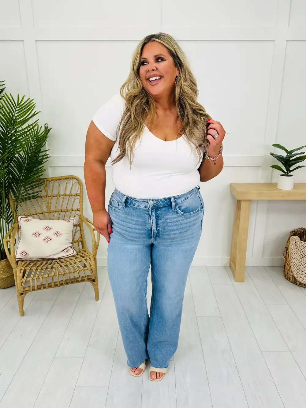 Dream of Me Tummy Control Slim Wide Leg Jeans