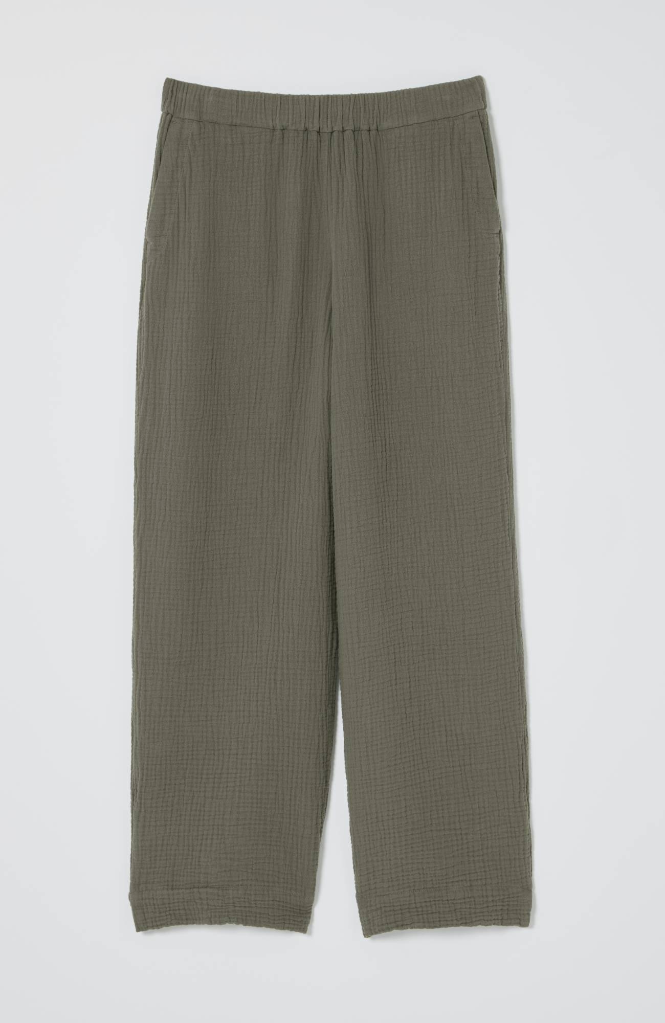 Cotton-Gauze Straight-Leg Crops