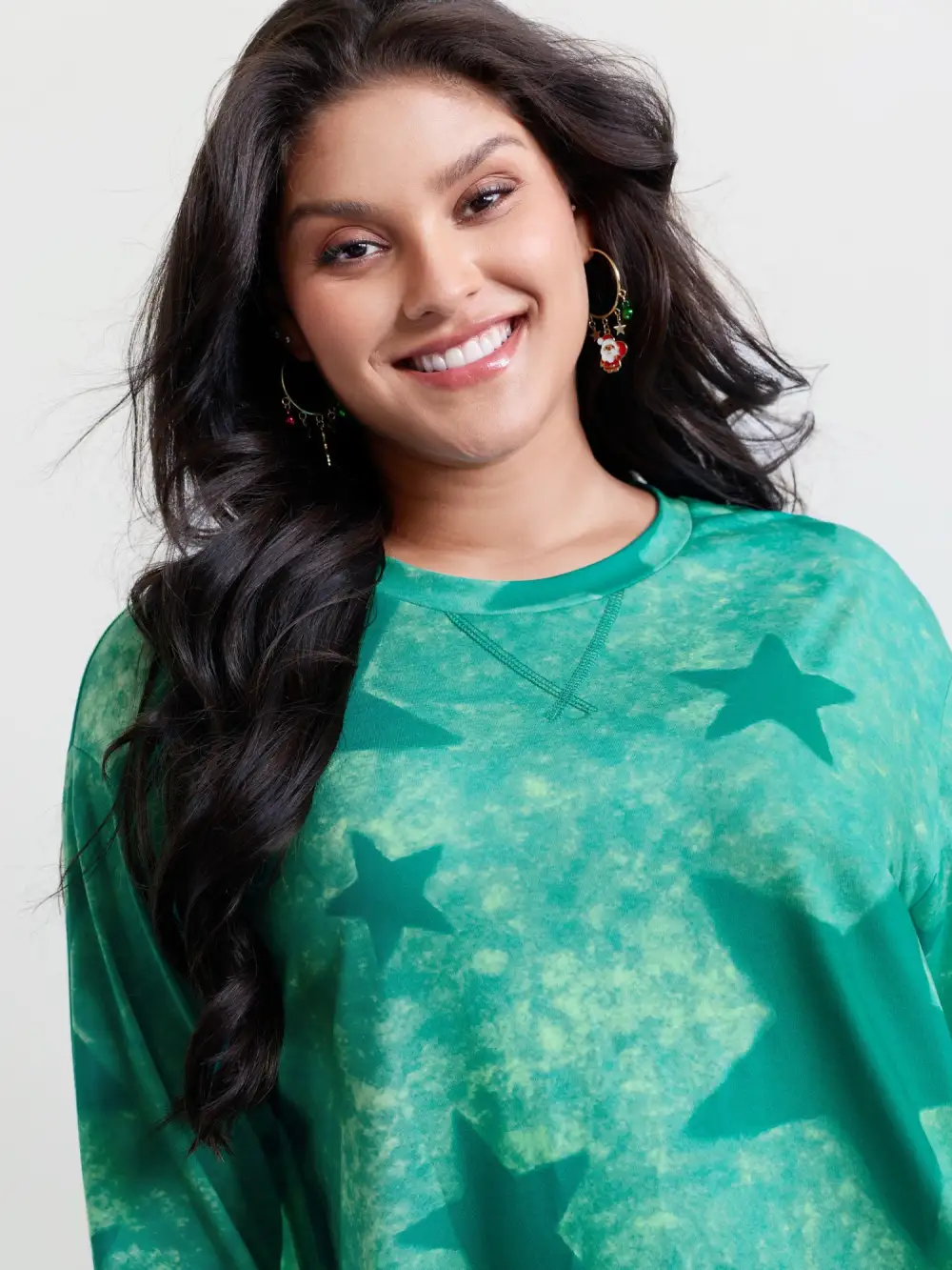 Color Gradient Star Print Relaxed-Fit T-Shirt