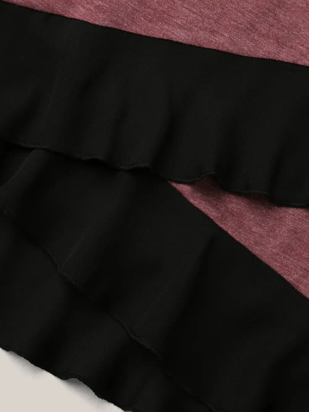 Color Contrast Overlap Hem Flared Top