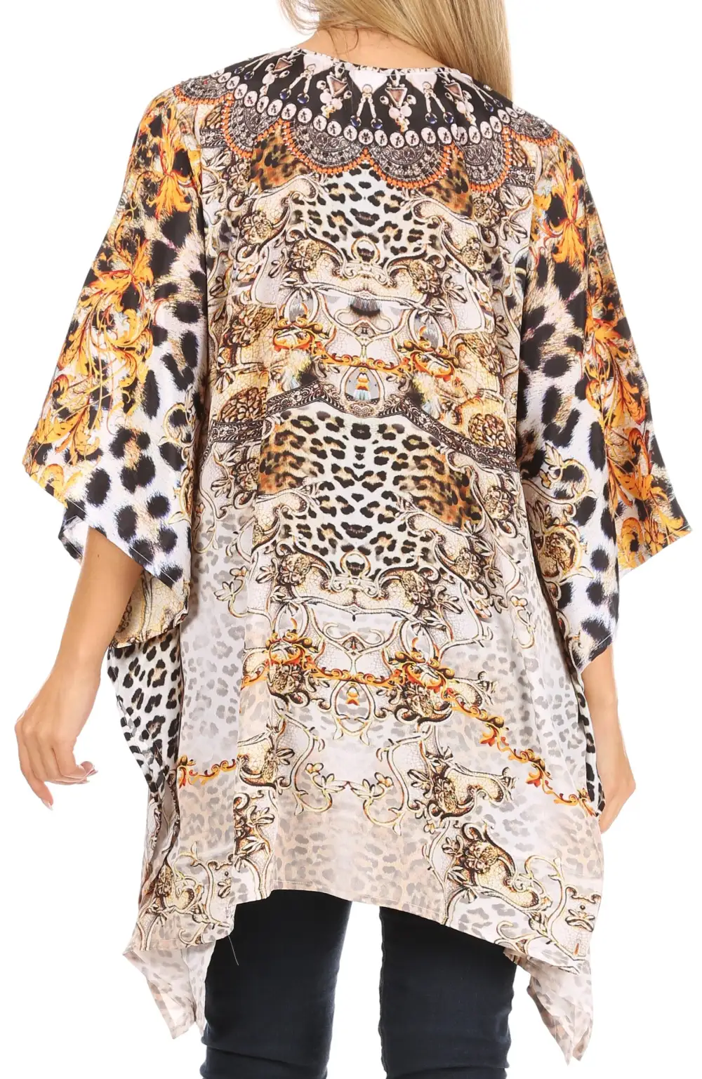 Women's Caftan Poncho Cover up V neck Top Lace up With Rhinestone