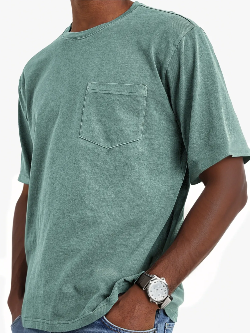 Men's Vintage Washed Distressed Pocket Short Sleeve T-Shirt