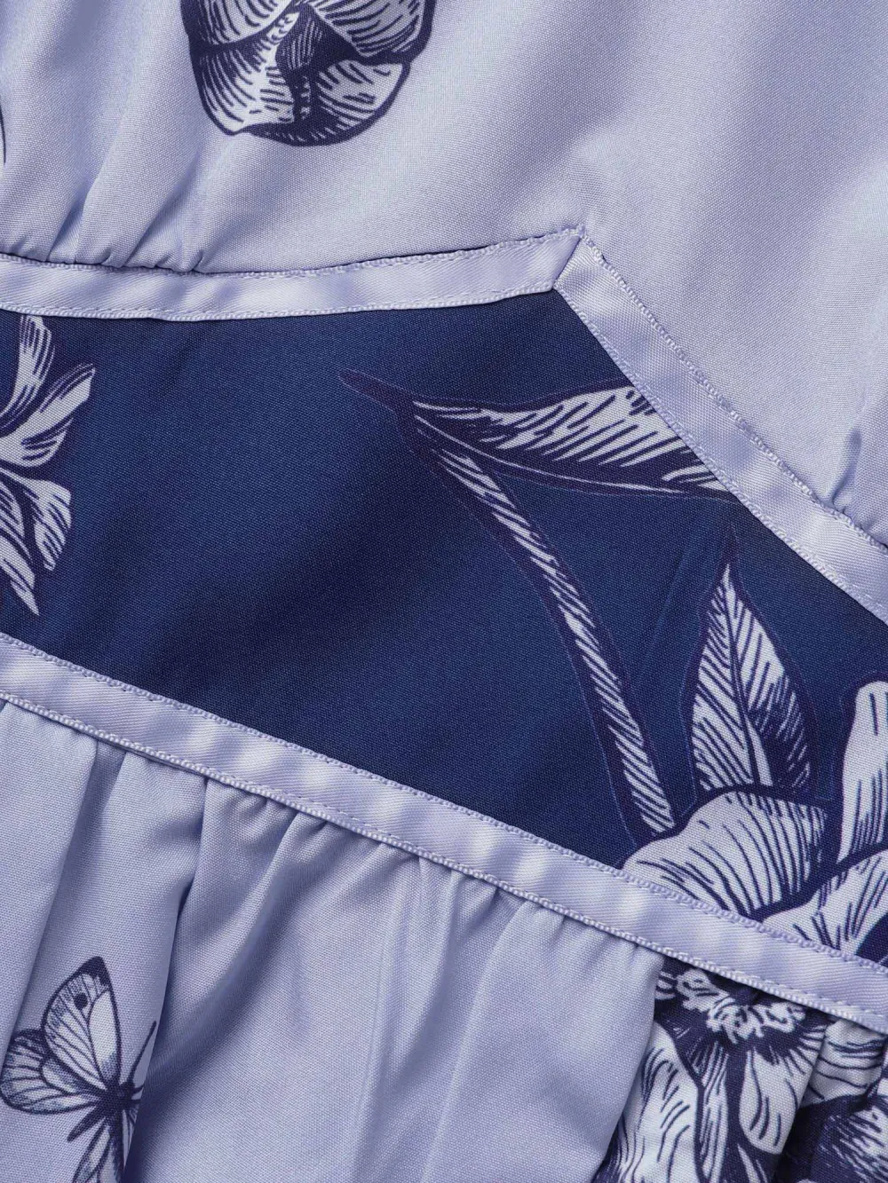 Boho Print Heart Neckline Ruffle Sleeve Maxi Dress