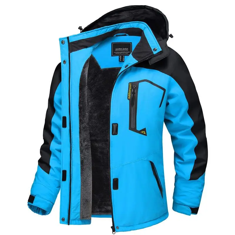 Waterproof Ski Jacket Hooded Fleece Lined Warm Winter Jacket Snow Coat Mountain Windproof Rain Windbreaker