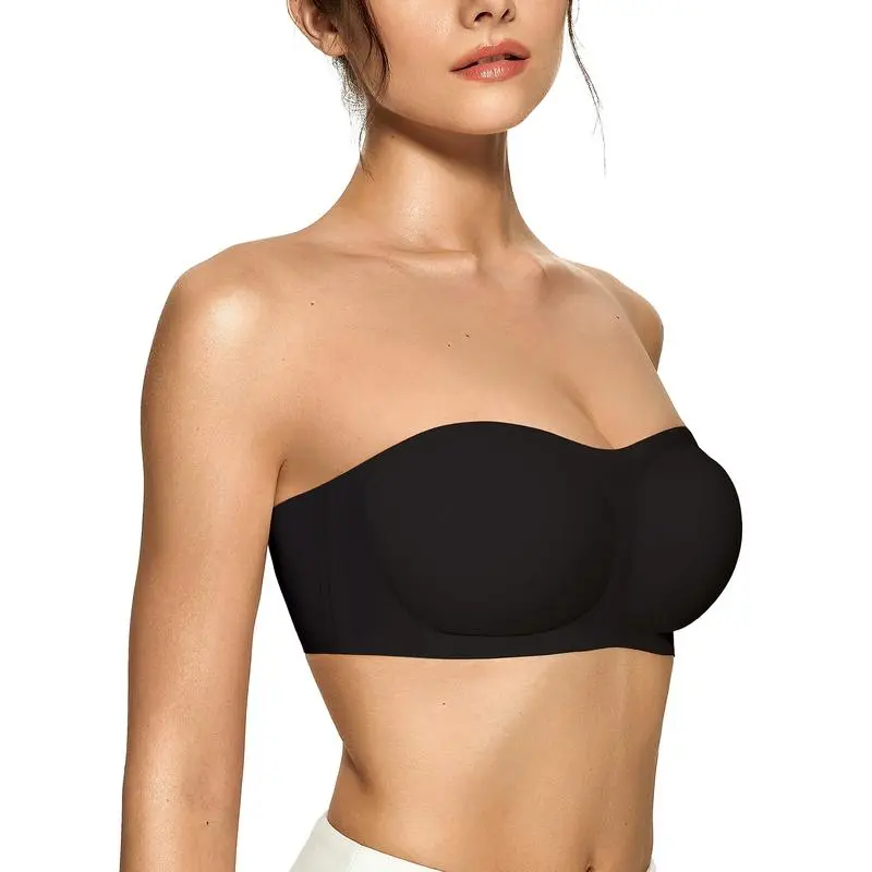 Women's Strapless Bandeau Tube Bra – Wireless, Seamless, Padded, Non-Slip, Comfortable Support for Everyday Wear