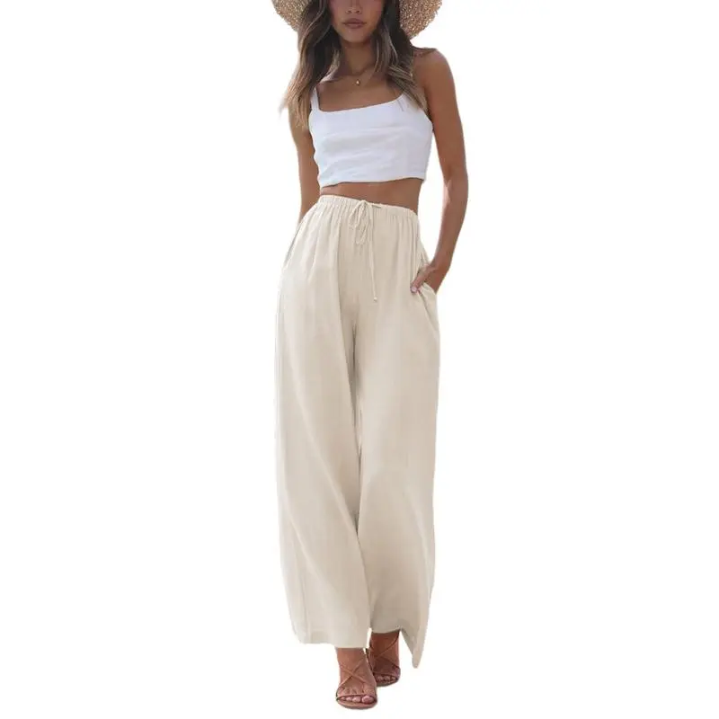 Women's Wide Leg Palazzo Pants – Lightweight Summer Trousers with Pockets