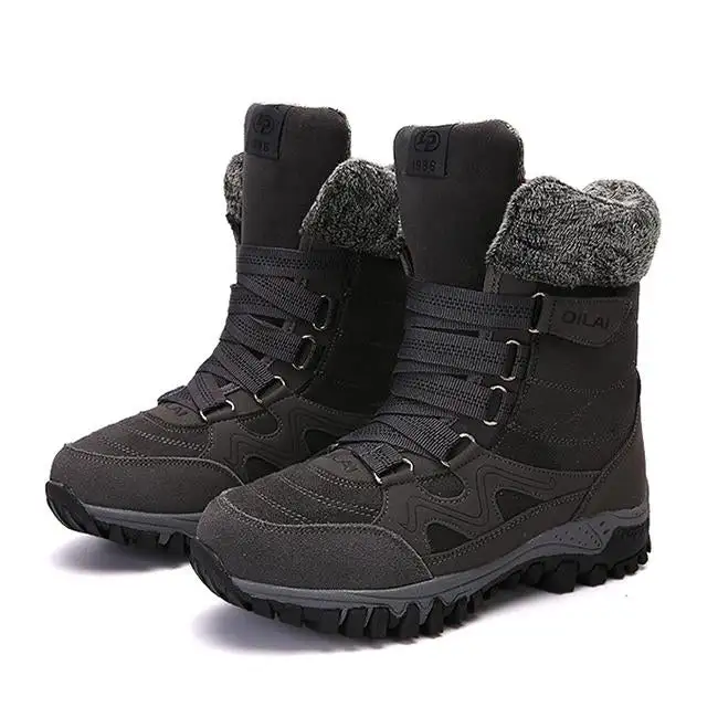Large Size Women Hook Loop Outdoor Sneakers Mid Calf Warm Suede Boots