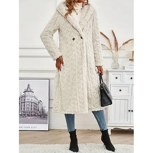 Women's Fleece Jacket Casual Jacket Hoodie Jacket Comfortable Breathable Zipper Pocket Casual Solid Color Vacation Street Casual Daily Wear Zipper Regular Hooded Regular Fit Long Sleeve Outerwear