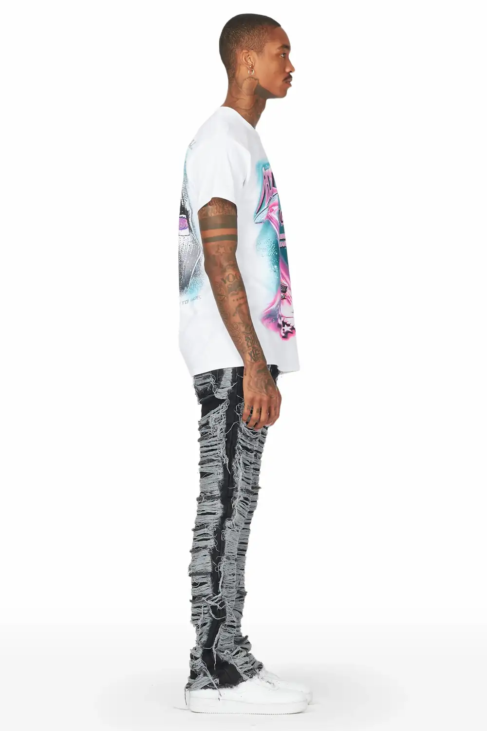 Conrad Black Stacked Flare Jean