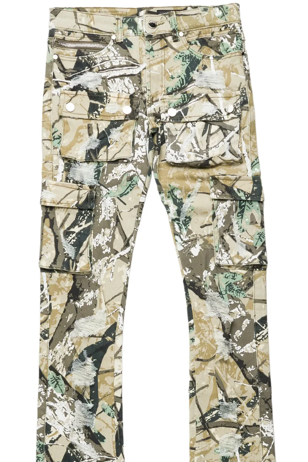 Zaire Tree Camo Cargo Super Stacked Flare Jean