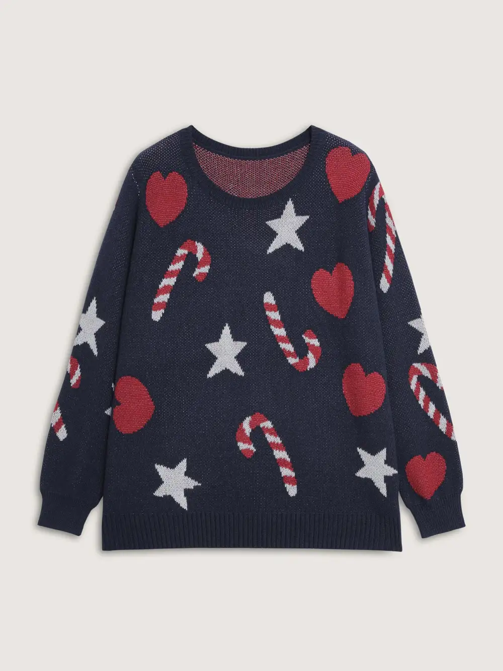 Holiday Candy Jacquard Pattern Pullover