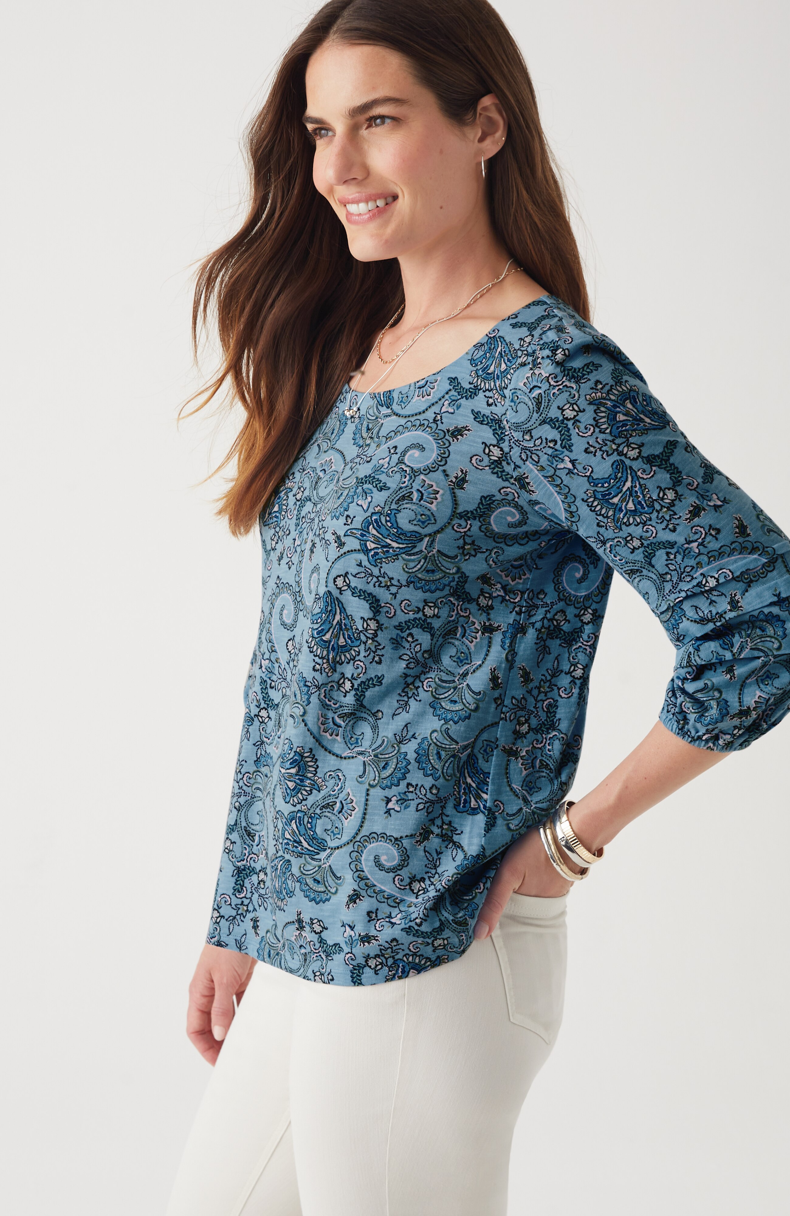 Pleated-Sleeve Tee