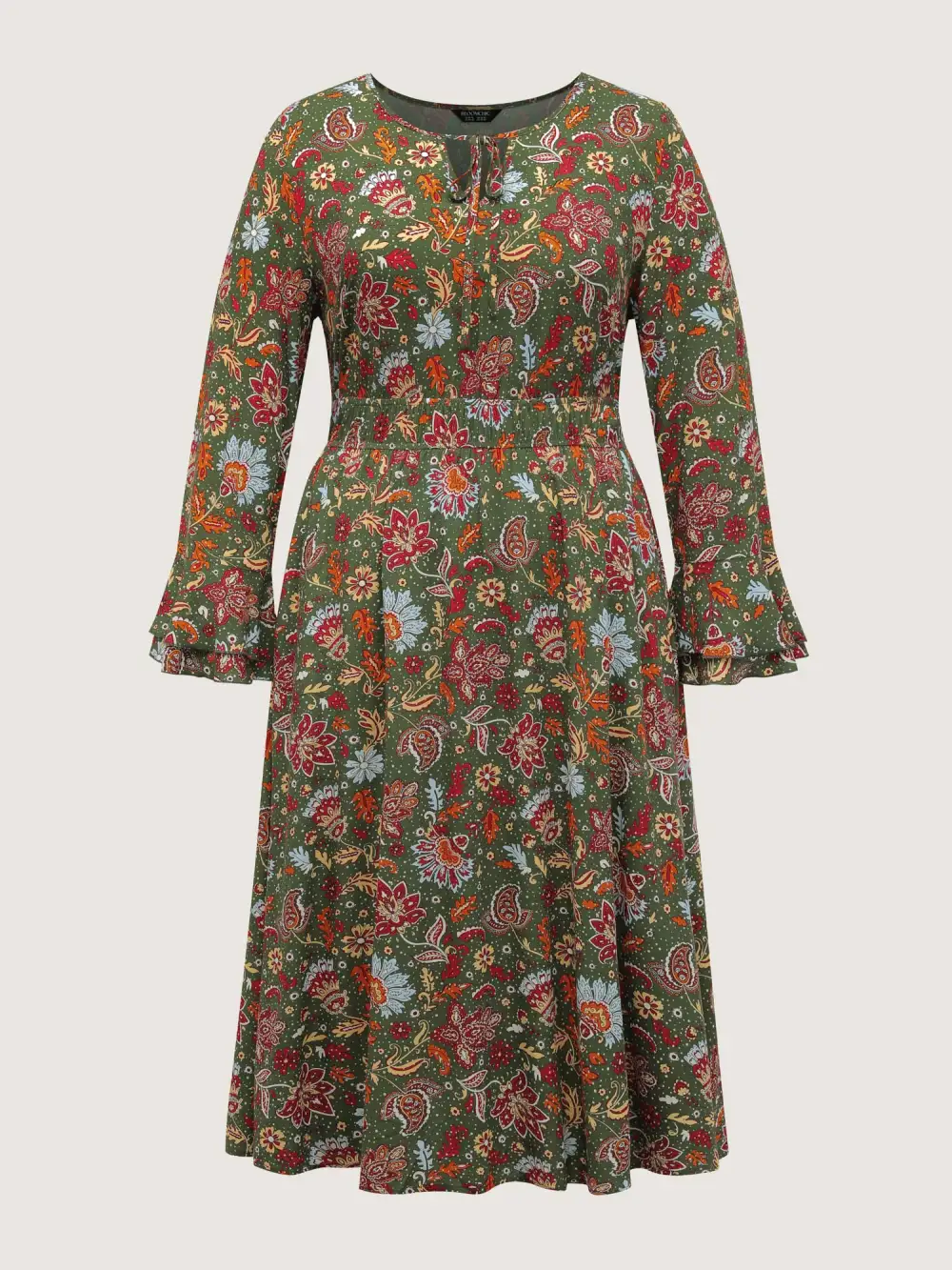 Floral Print Pleated Waist Maxi Dress