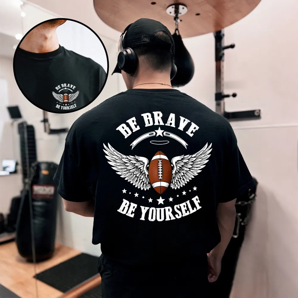 A Rugby Ball With Wings On Both Sides And A Small Halo Above. The Pattern Is Surrounded By The English Words 