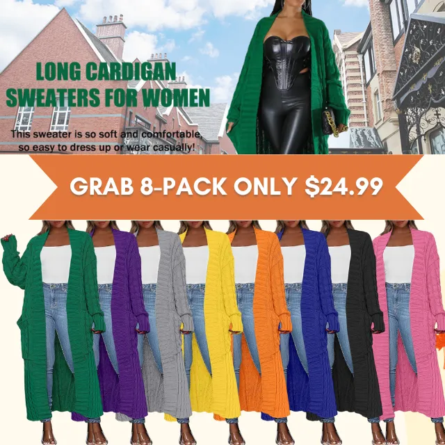 Women's Long Cardigan 2025 Oversized Coat Long Sleeve Open Cardigan Knitted Extra