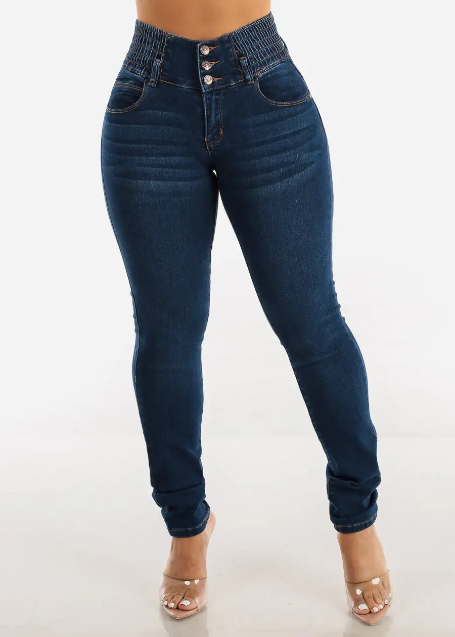 MX JEANS Spandex Waist Butt Lift Dark Wash Skinny Jeans
