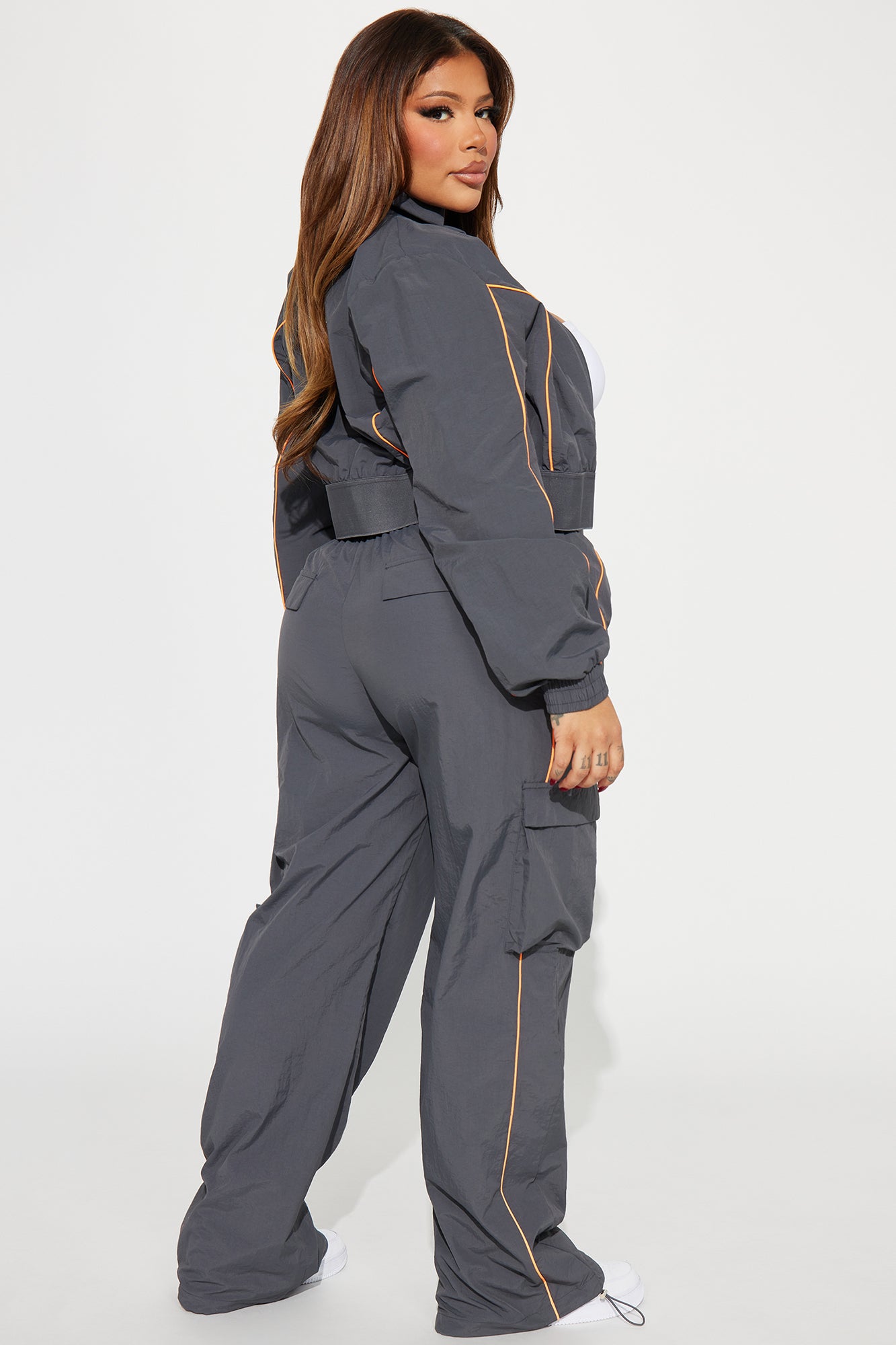 Steal The Moment Windbreaker Pant Set - Charcoal/combo