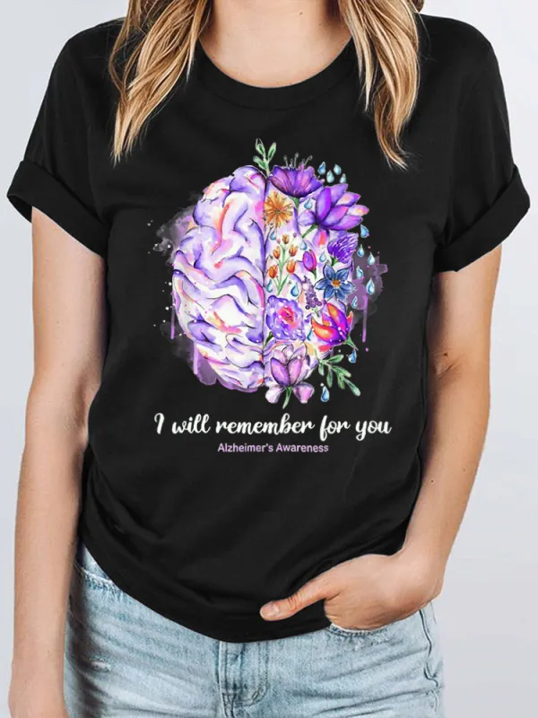 Women's I Wear Purple For My Family Alzheimer's Awareness Tee