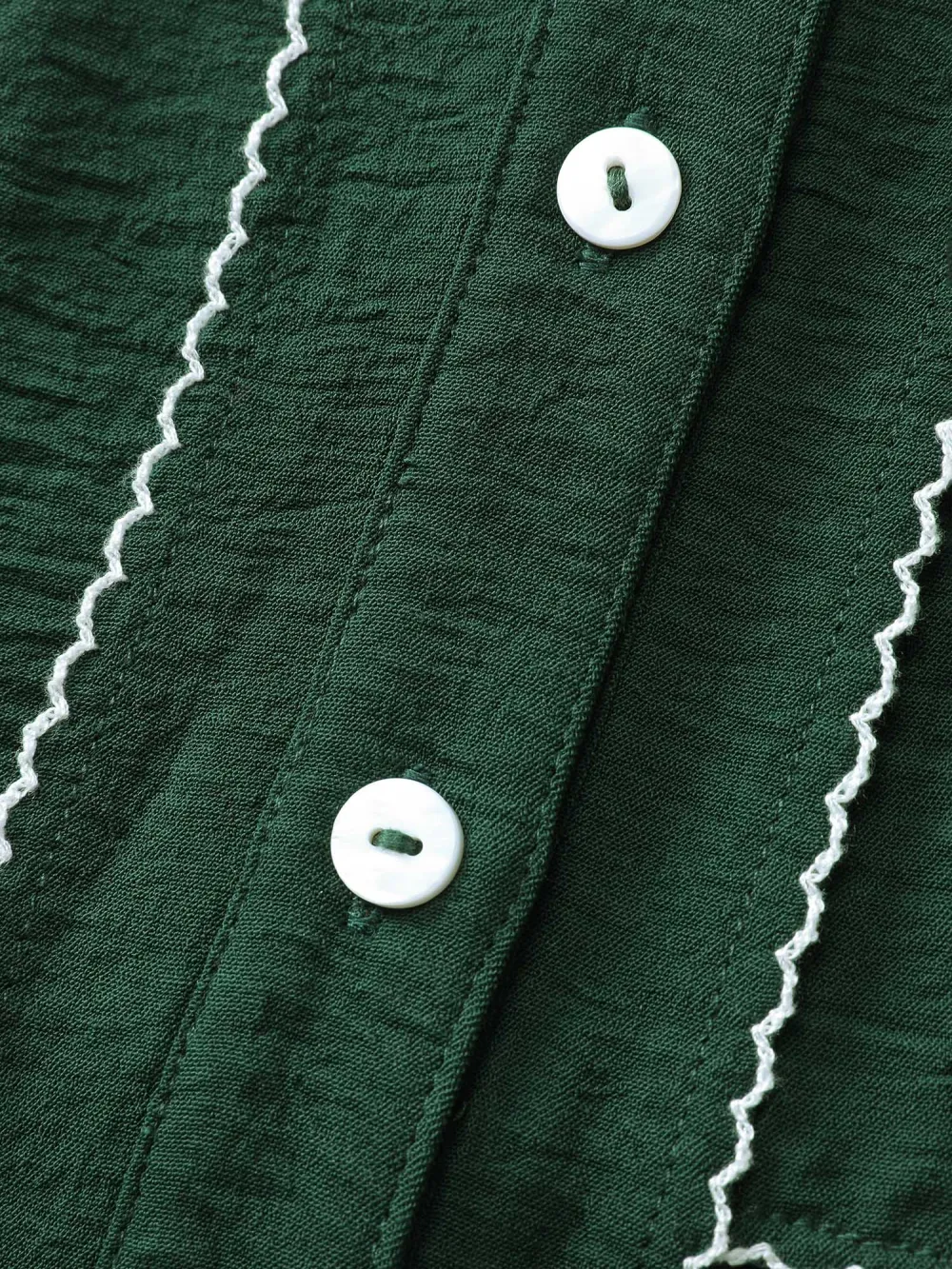 Ruffled Neck Tiered Button Knee-Length Dress