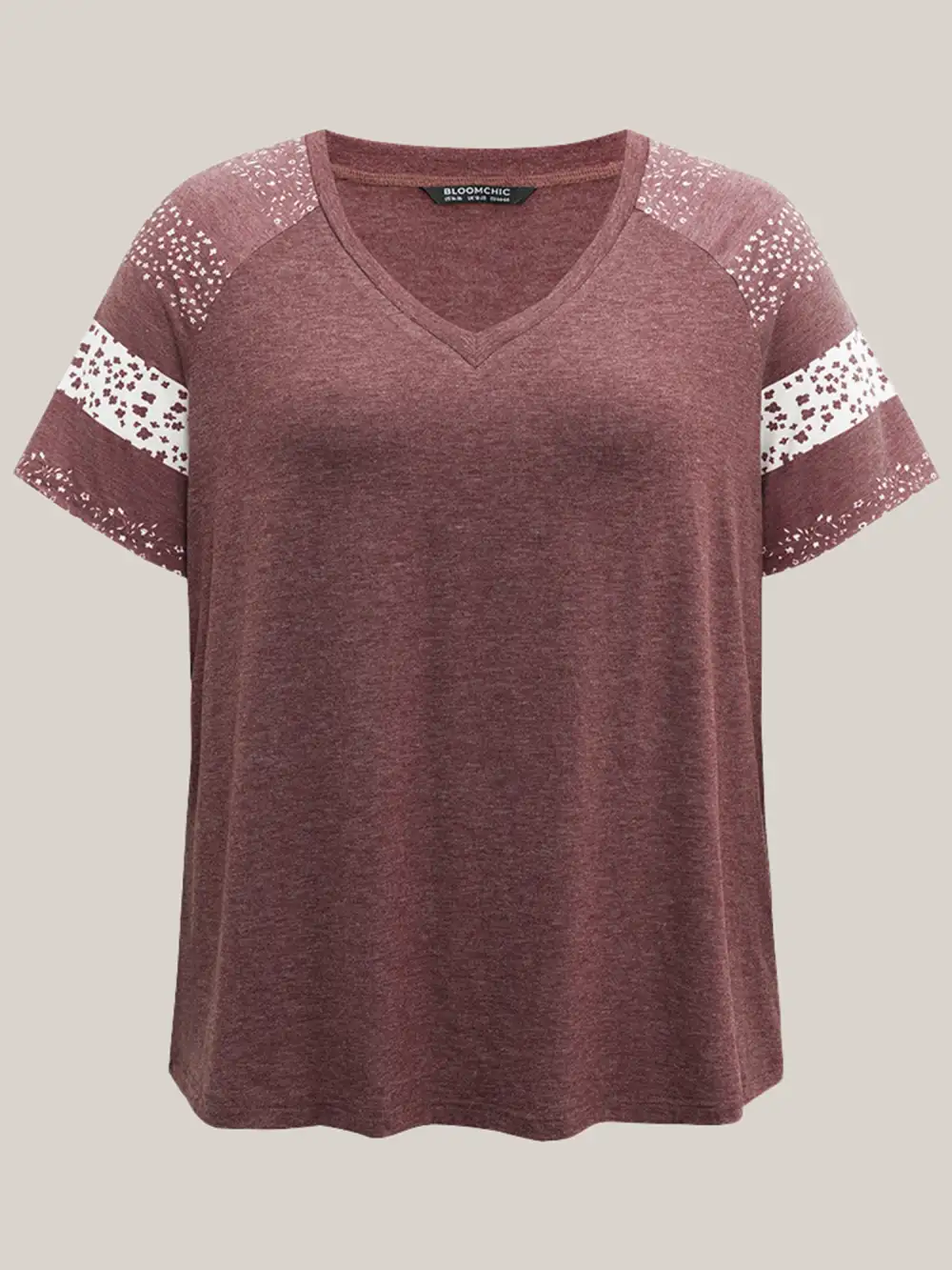 Ditsy Floral Colorblock Contrast Raglan Sleeve T-shirt